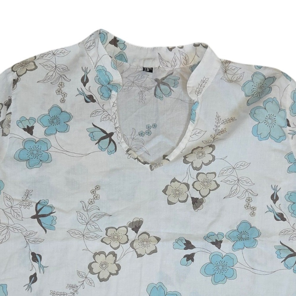 Floral Print Tunic Top, V‎ Neck, 3/4 Sleeve, Casual Summer Blouse